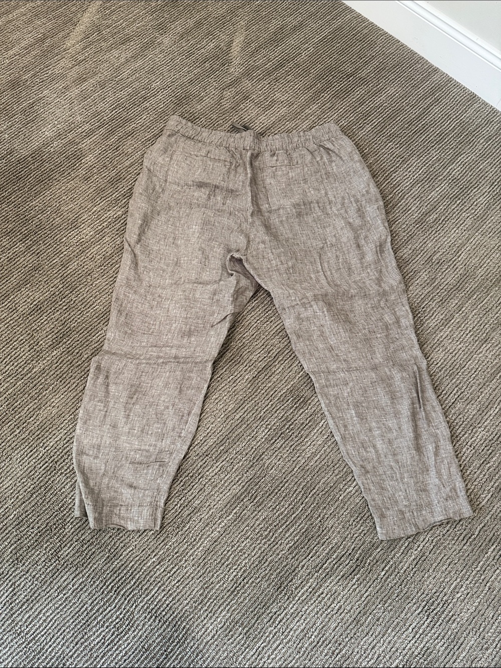 Athleta Cropped Linen-Blend Drawstring Pants - Light Brown - Picture 4 of 5